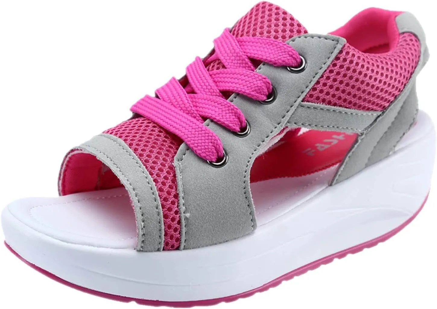 Contrast Paneled Cutout Lace-Up Muffin Sandals for Women Causal Summer Open Toe Platform Muffin Sandal Shoes