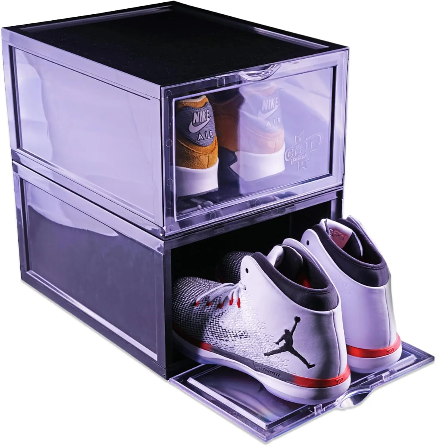 Crep Protect Unisex's CREP1017 Crate, Shoe/Sneaker/Trainer Stackable Storage Drop Front Box with Clear Door, Black (Black), One Size