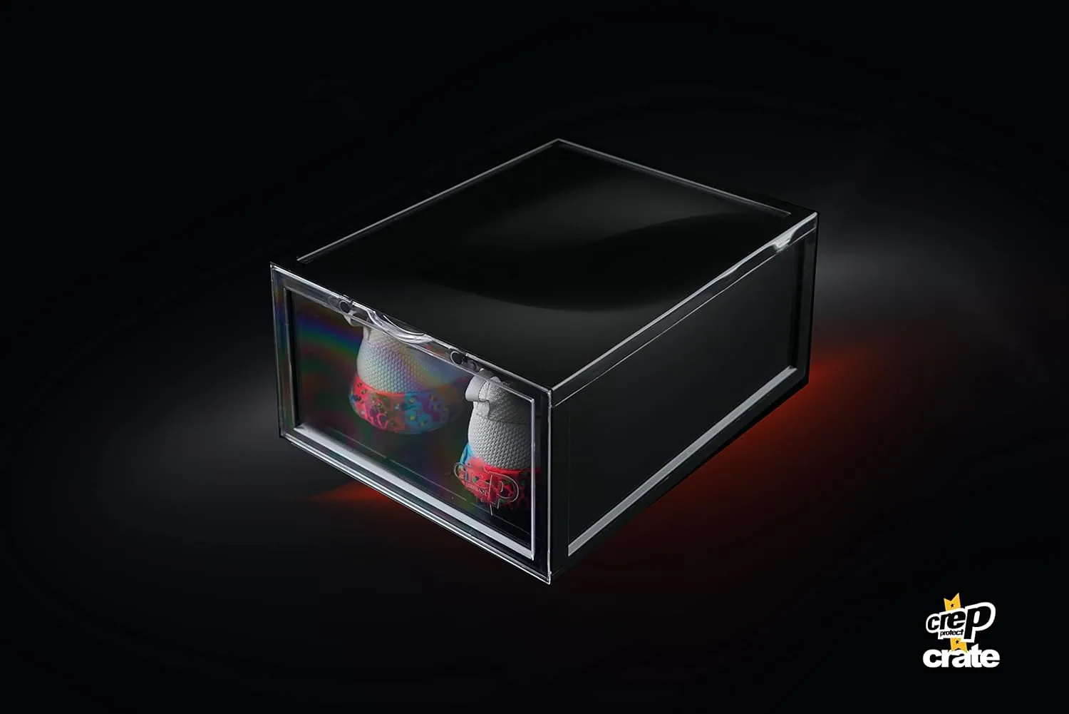 Crep Protect Unisex's CREP1017 Crate, Shoe/Sneaker/Trainer Stackable Storage Drop Front Box with Clear Door, Black (Black), One Size