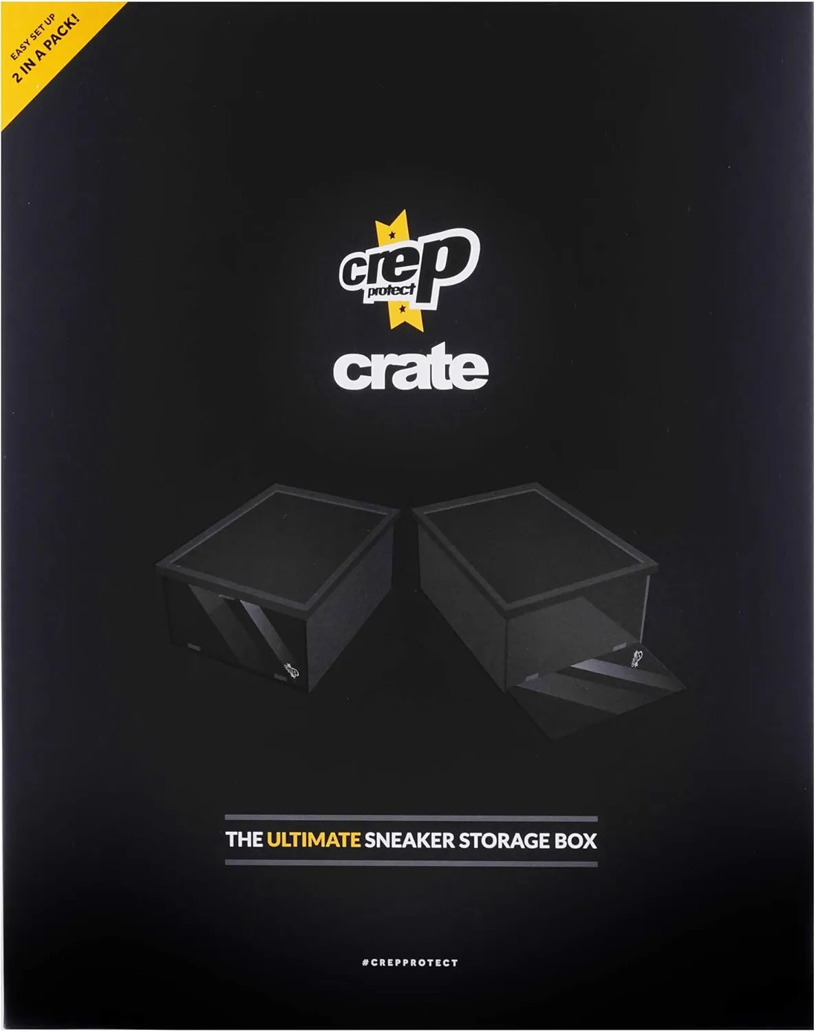 Crep Protect Unisex's CREP1017 Crate, Shoe/Sneaker/Trainer Stackable Storage Drop Front Box with Clear Door, Black (Black), One Size