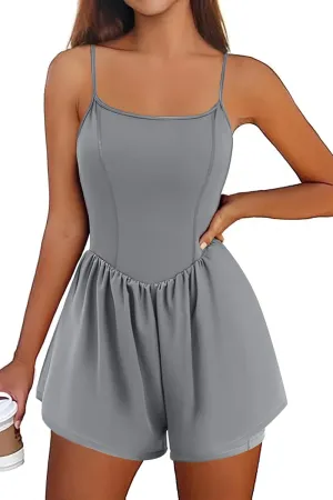 Ekouaer Womens Summer Sleeveless Workout Rompers Athletic Jumpsuit Double Lined Shorts One Piece Gym Yoga Clothes XS-XL