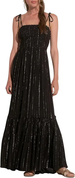 ELAN Women's Tie-Strap Smocked Bodice Cover-Up Maxi Dress