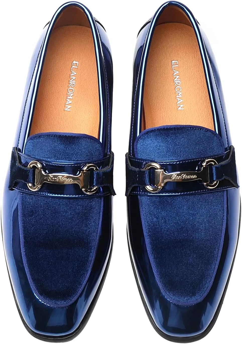 ELANROMAN Mens Dress Loafers Classic Patent Velvet Penny Tuxedo Shoes