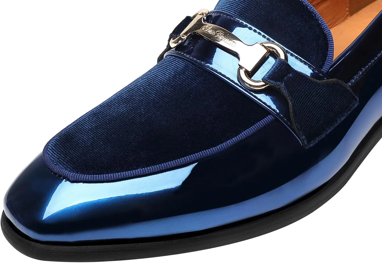 ELANROMAN Mens Dress Loafers Classic Patent Velvet Penny Tuxedo Shoes