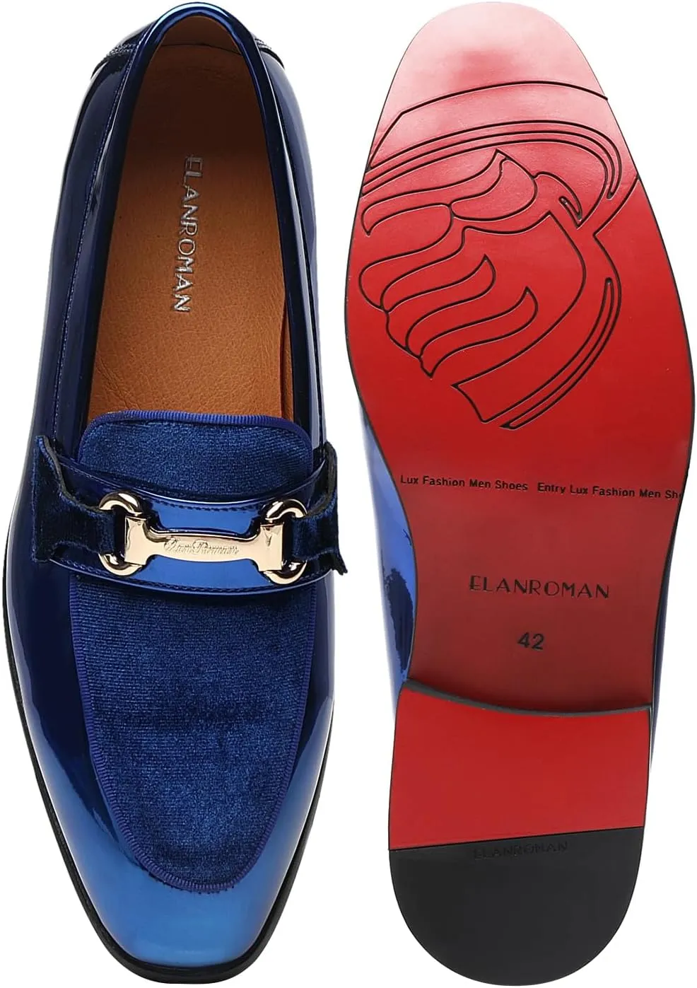 ELANROMAN Mens Dress Loafers Classic Patent Velvet Penny Tuxedo Shoes