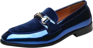 ELANROMAN Mens Dress Loafers Classic Patent Velvet Penny Tuxedo Shoes