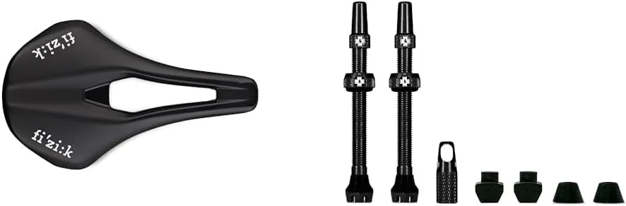 Fizik Argo R5 150mm Saddle & Muc-Off Tubeless Valves/44mm/Black V2 Bundle