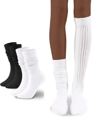 Flydo Womens Slouch Sock Scrunch Socks Soft Long Boot Socks for Women Stacked High Sock 2-3 PACK