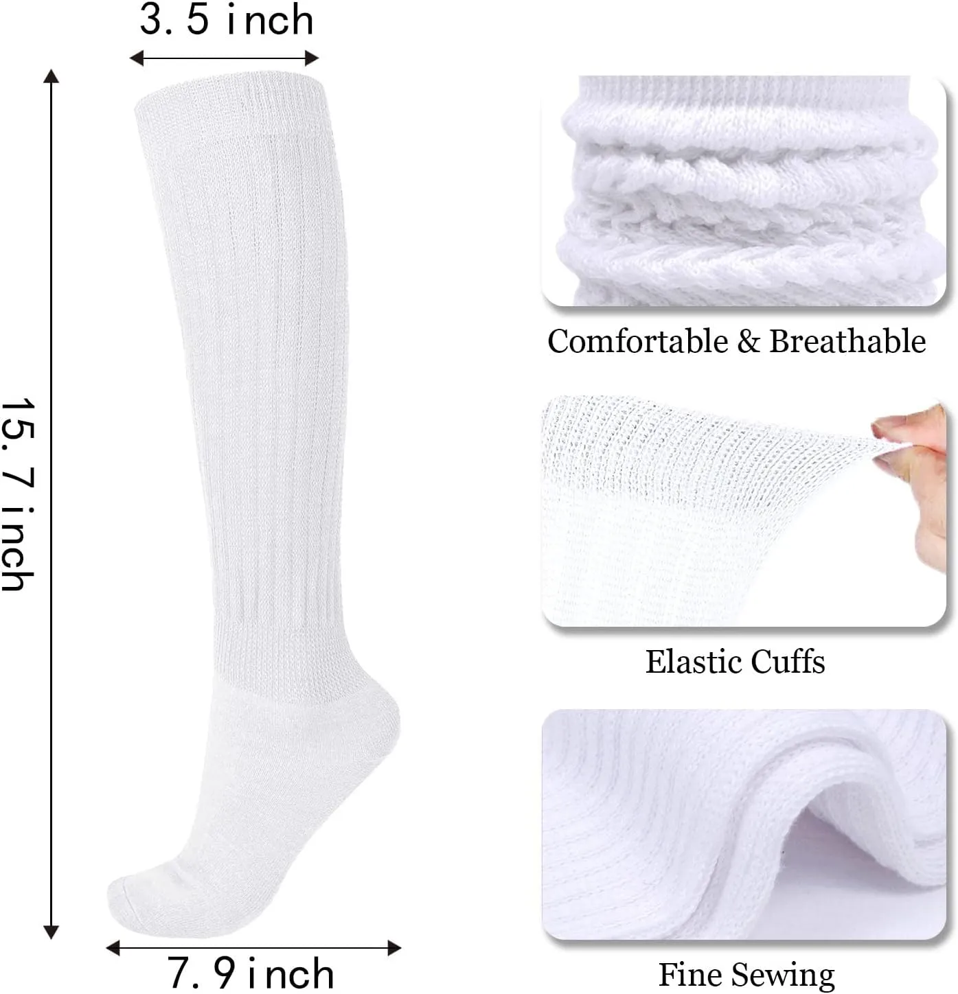 Flydo Womens Slouch Sock Scrunch Socks Soft Long Boot Socks for Women Stacked High Sock 2-3 PACK