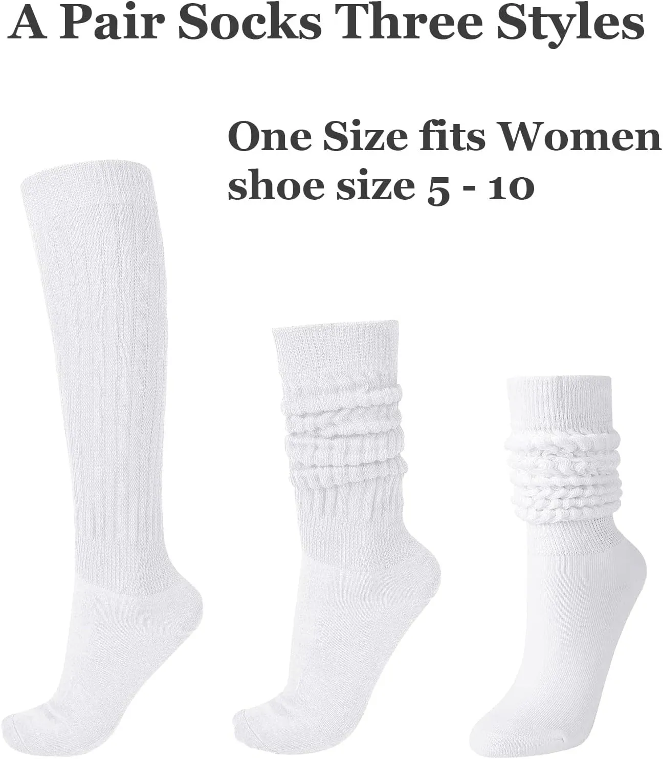 Flydo Womens Slouch Sock Scrunch Socks Soft Long Boot Socks for Women Stacked High Sock 2-3 PACK
