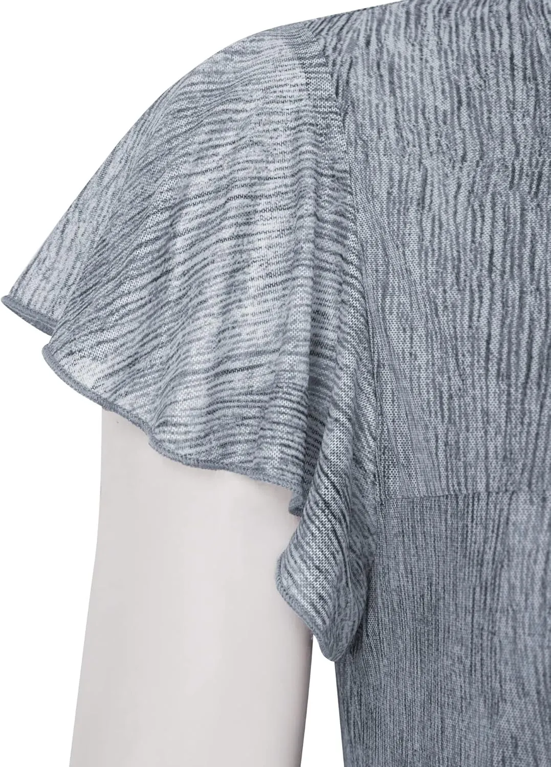 Furnex Women's Short Sleeve Tunic Shirt Pleated Mesh Blouses Summer Floral Tops