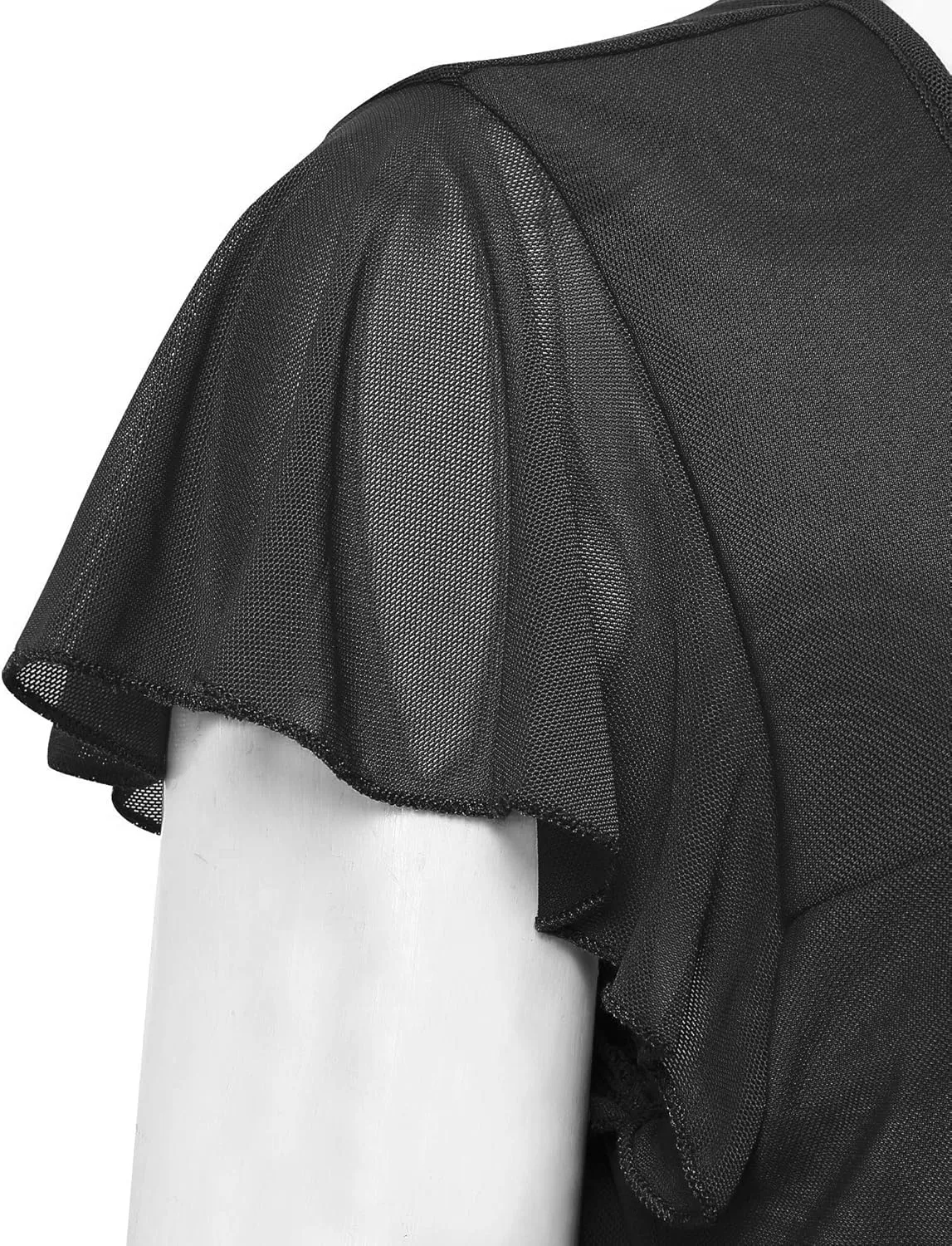 Furnex Women's Short Sleeve Tunic Shirt Pleated Mesh Blouses Summer Floral Tops