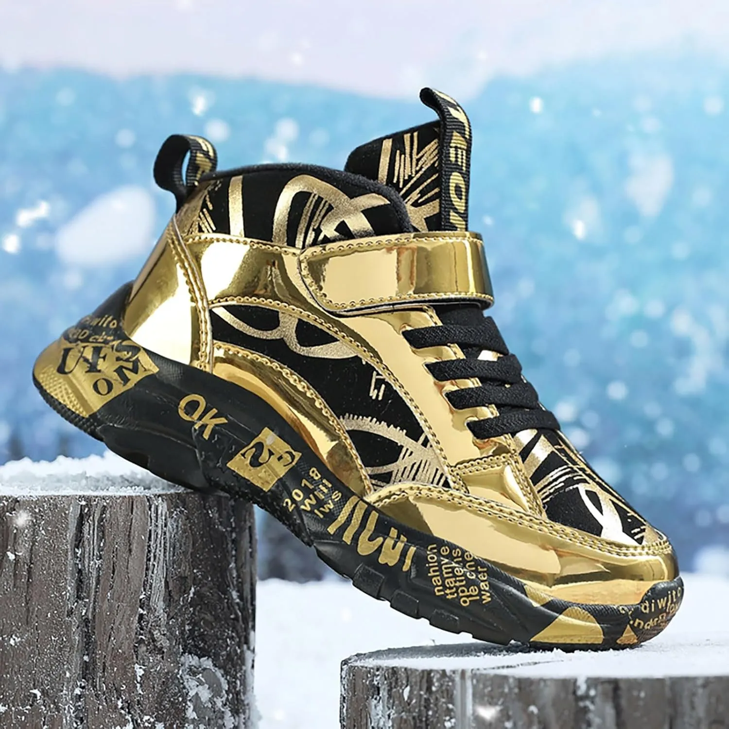 Girls Boys Snow Boots Lace Up Faux Fur Lined Sneakers Winter Warm Outdoor Shoes for Unisex Kids(/Little Kid/Big Kid)