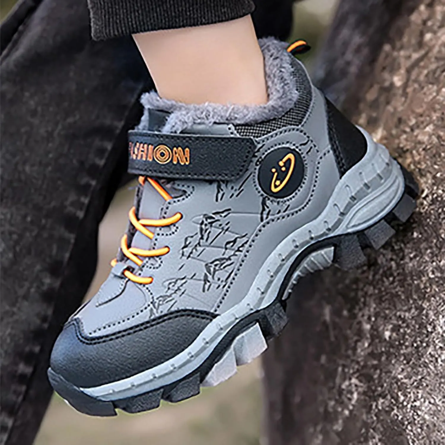 Girls Boys Snow Boots Lace Up Faux Fur Lined Sneakers Winter Warm Outdoor Shoes for Unisex Kids(/Little Kid/Big Kid)