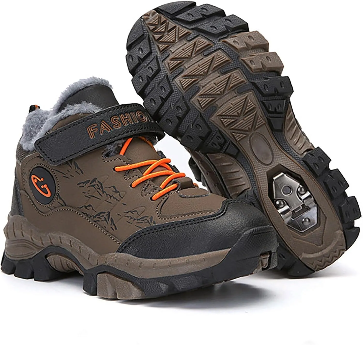Girls Boys Snow Boots Lace Up Faux Fur Lined Sneakers Winter Warm Outdoor Shoes for Unisex Kids(/Little Kid/Big Kid)