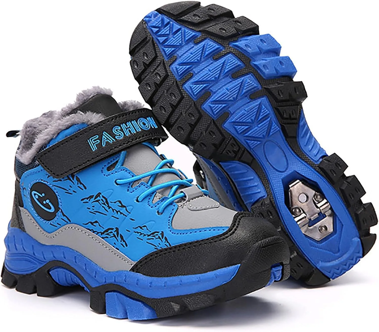 Girls Boys Snow Boots Lace Up Faux Fur Lined Sneakers Winter Warm Outdoor Shoes for Unisex Kids(/Little Kid/Big Kid)