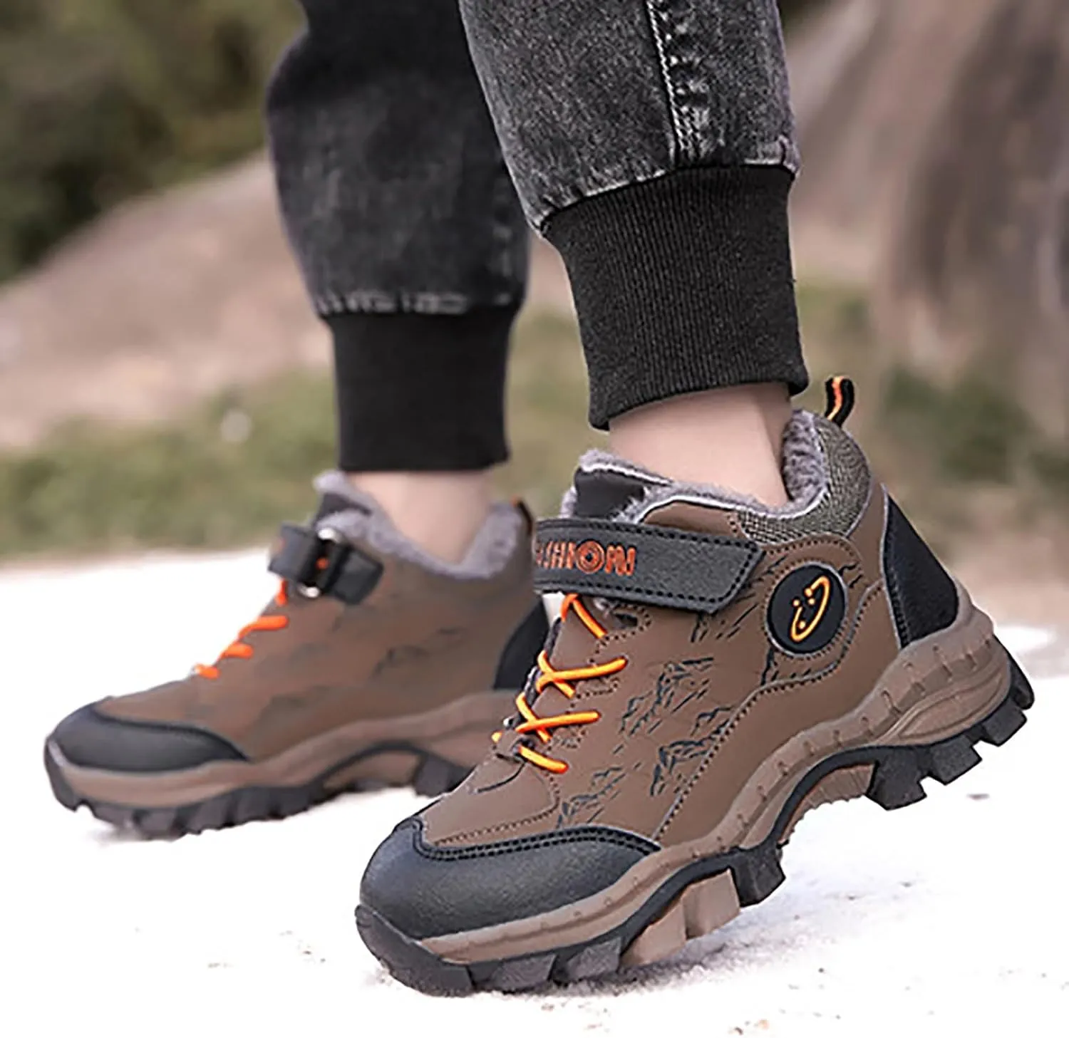 Girls Boys Snow Boots Lace Up Faux Fur Lined Sneakers Winter Warm Outdoor Shoes for Unisex Kids(/Little Kid/Big Kid)
