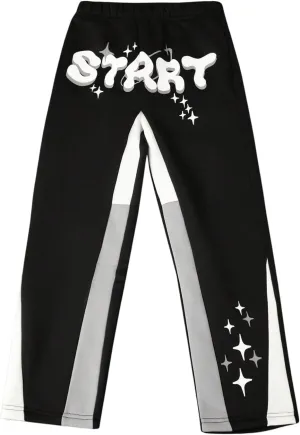 GORGLITTER Boy's Star Graphic Stacked Sweatpants Y2K Elastic Waist Straight Leg Track Pants