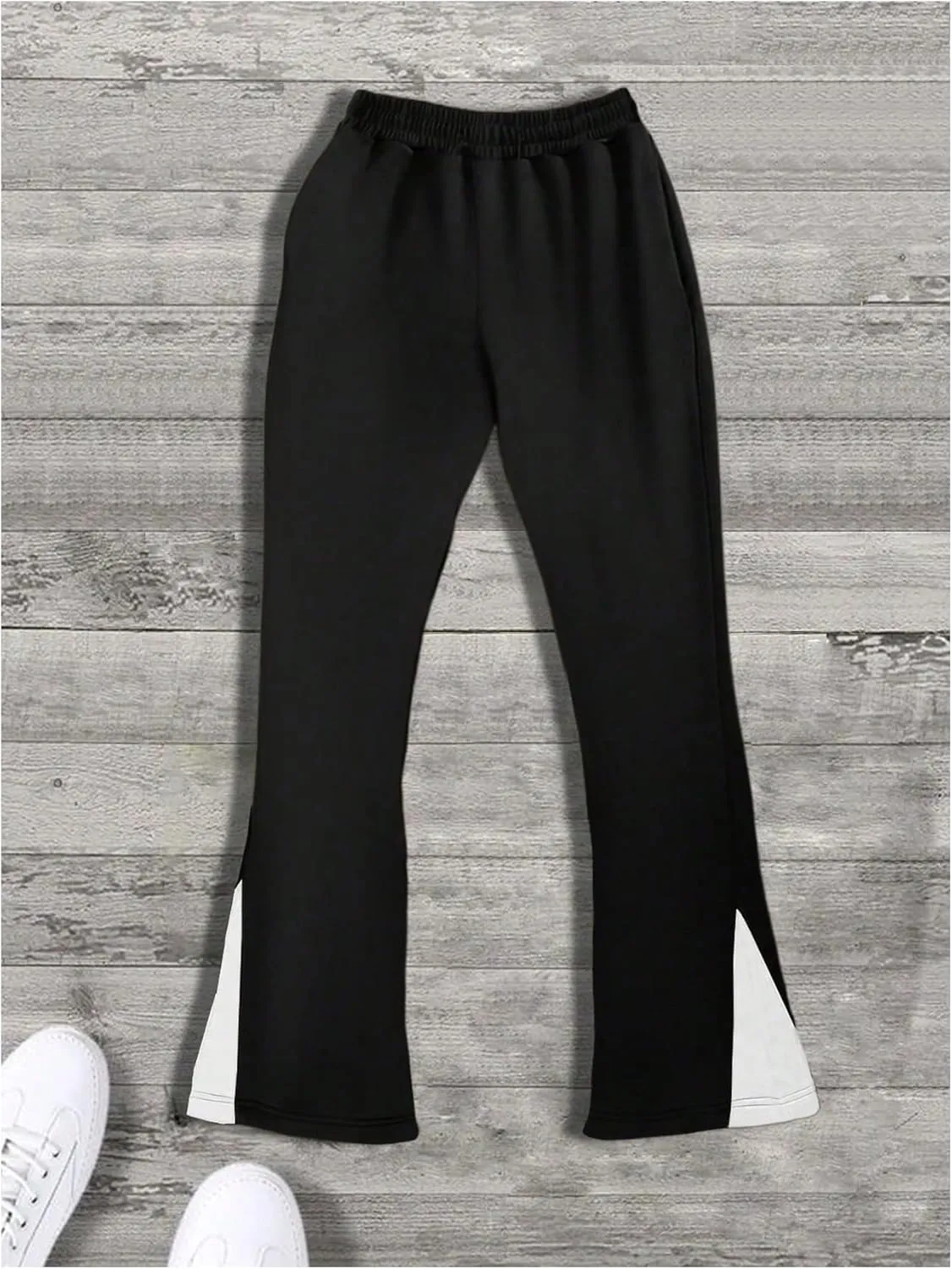 GORGLITTER Men's Y2K Sweatpants Graphic Flare Sweatpants Color Block Drawstring Waist Drippy Pants Streetwear