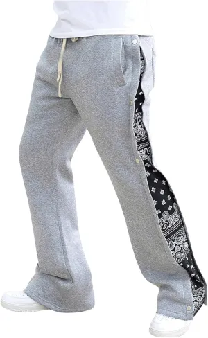 GORGLITTER Men's Y2K Sweatpants Graphic Flare Sweatpants Color Block Drawstring Waist Drippy Pants Streetwear