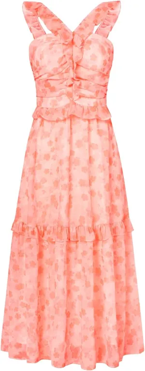 GRACE KARIN Women’s Summer Boho Floral Tiered Dress Strap A Line Swing Flowy Midi Dress Ruffle Beach Wedding Guest Dress