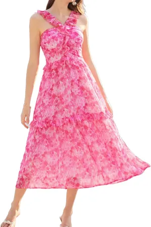 GRACE KARIN Women’s Summer Boho Floral Tiered Dress Strap A Line Swing Flowy Midi Dress Ruffle Beach Wedding Guest Dress