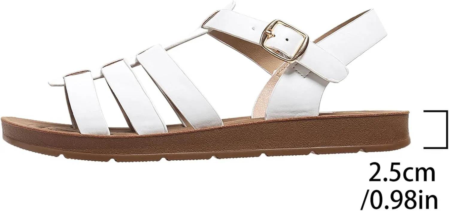 GUNIYIFS Fisherman Sandals for Women Open Toes Comfortable Casual Flatform Dress Shoes Ankle Strap Buckle Beach Flat Sandals