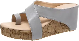 GUNIYIFS Women's Cork Platform Wedge Sandals Casual Open Toes Leather Comfortable Shoes Dress Summer Non-slip Beach Sandals