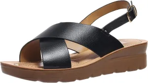 GUNIYIFS Women's Low Heel Wedge Sandals,Comfortable Casual Flatform Summer Dress Shoes Ankle Strap Buckle Beach Slide Sandals