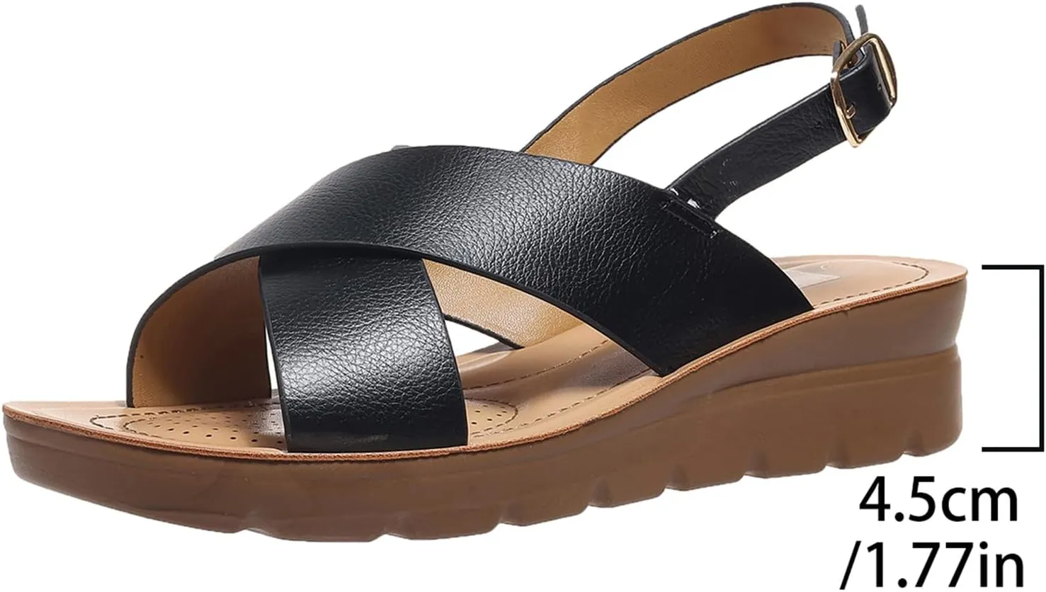 GUNIYIFS Women's Low Heel Wedge Sandals,Comfortable Casual Flatform Summer Dress Shoes Ankle Strap Buckle Beach Slide Sandals