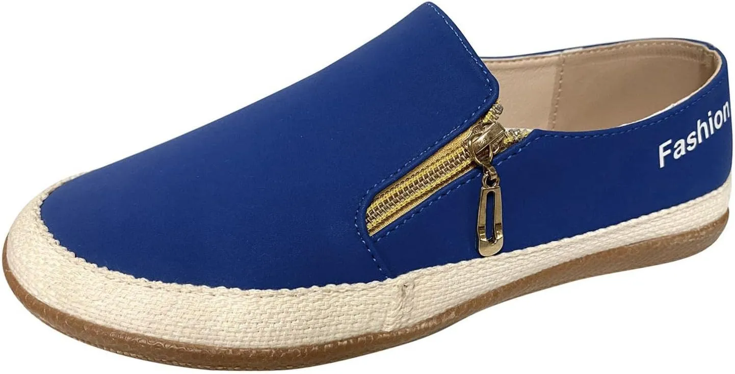 Hbeylia Espadrille Platform Walking Shoes For Women Ladies Fashion Casual Leather Closed Round Toe Slip On Loafers Ballet Flats Sneakers For Beach Travel