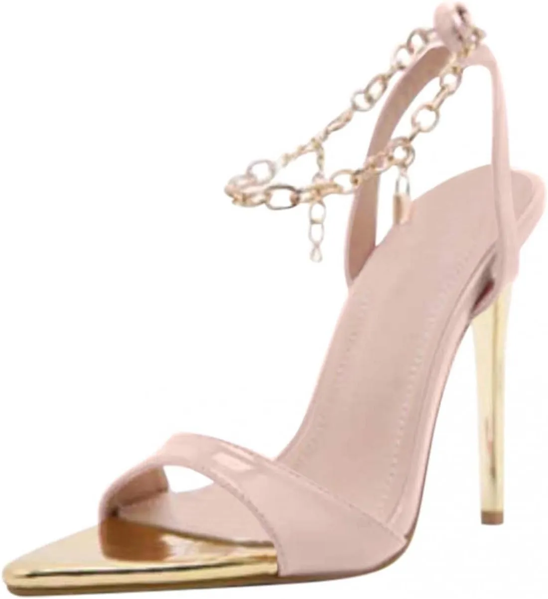 Hbeylia Stiletto High Heels Shoes for Women Sexy Open Pointed Toe Keychain Strap Soft Party Elegant Dressy Pump Shoes for Women Ladies