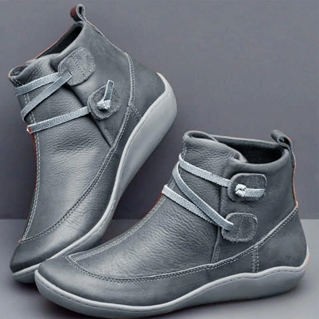 Hbeylia waterproof ankle booties for women men fashion casual leather round toe low heels winter snow boots comfortable non skid slip on flats fashion sneakers mid calf work combat short boots
