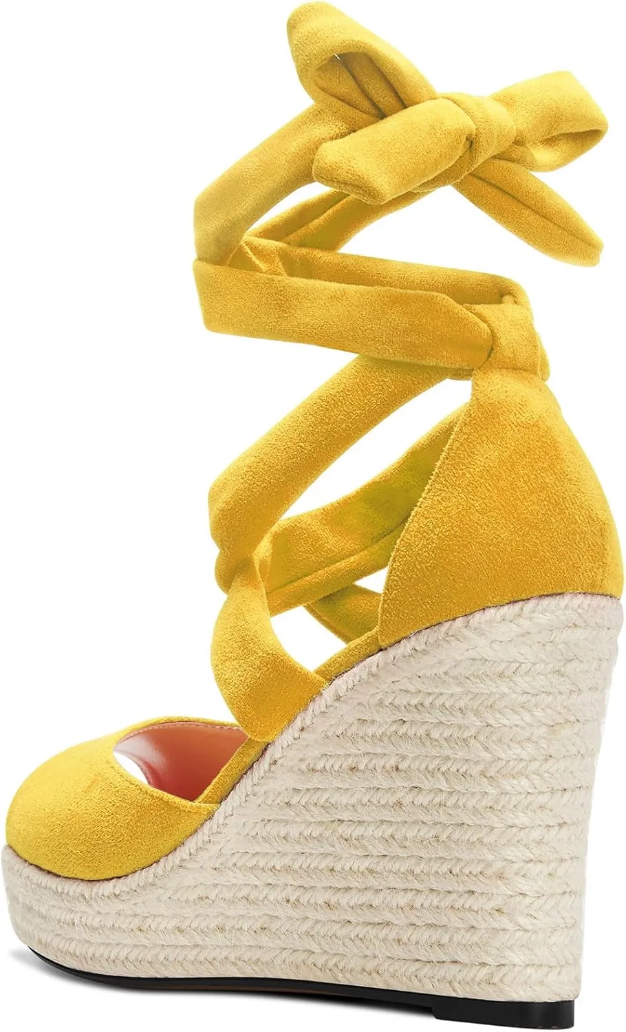 HDEUOLM Womens High Wedge Platform Heel Peep Open Toe Sandals Lace-up Prom Cute 3.9 Inches Heels