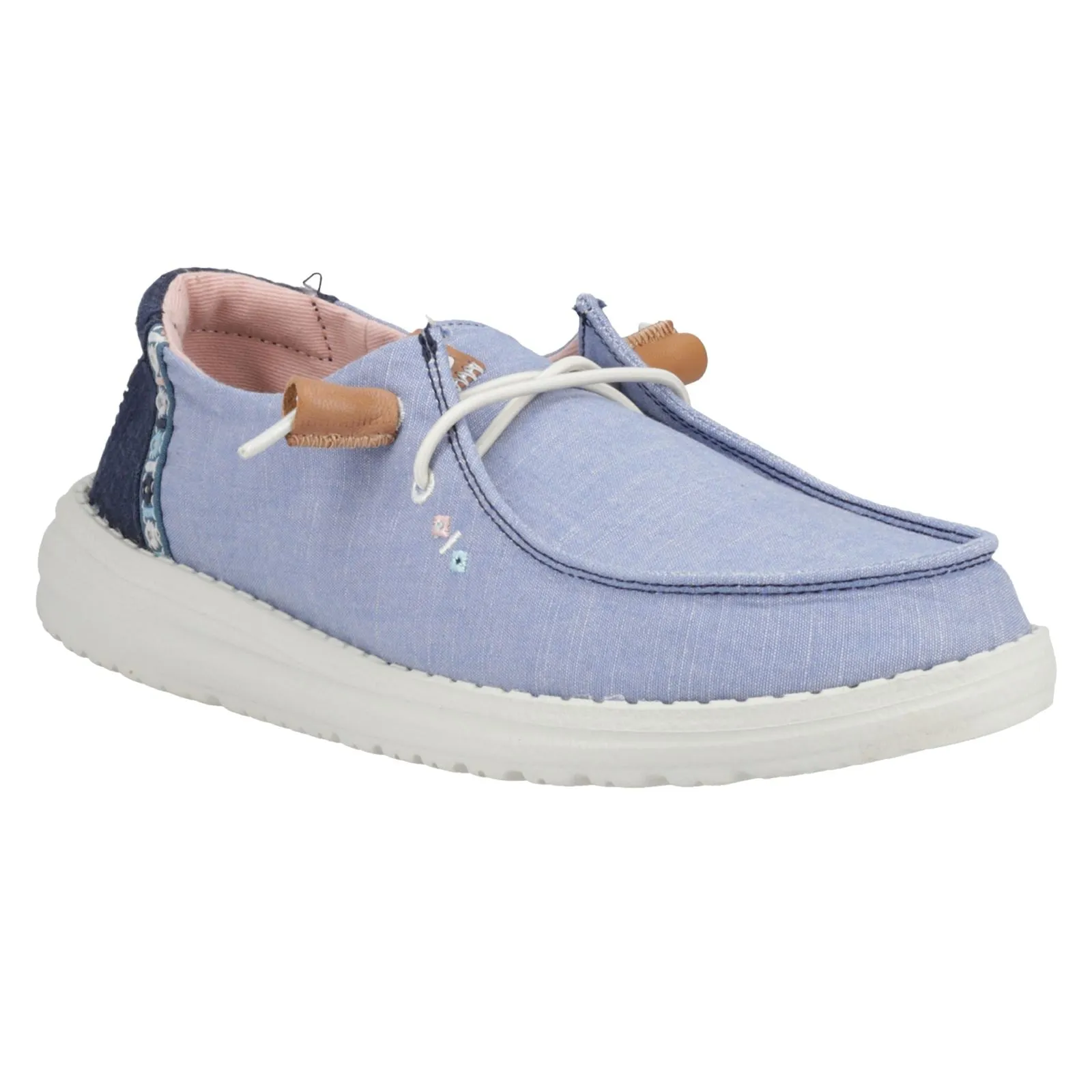 HEYDUDE Wendy Chambray Boho 100% Cotton Women's Blue Loafers