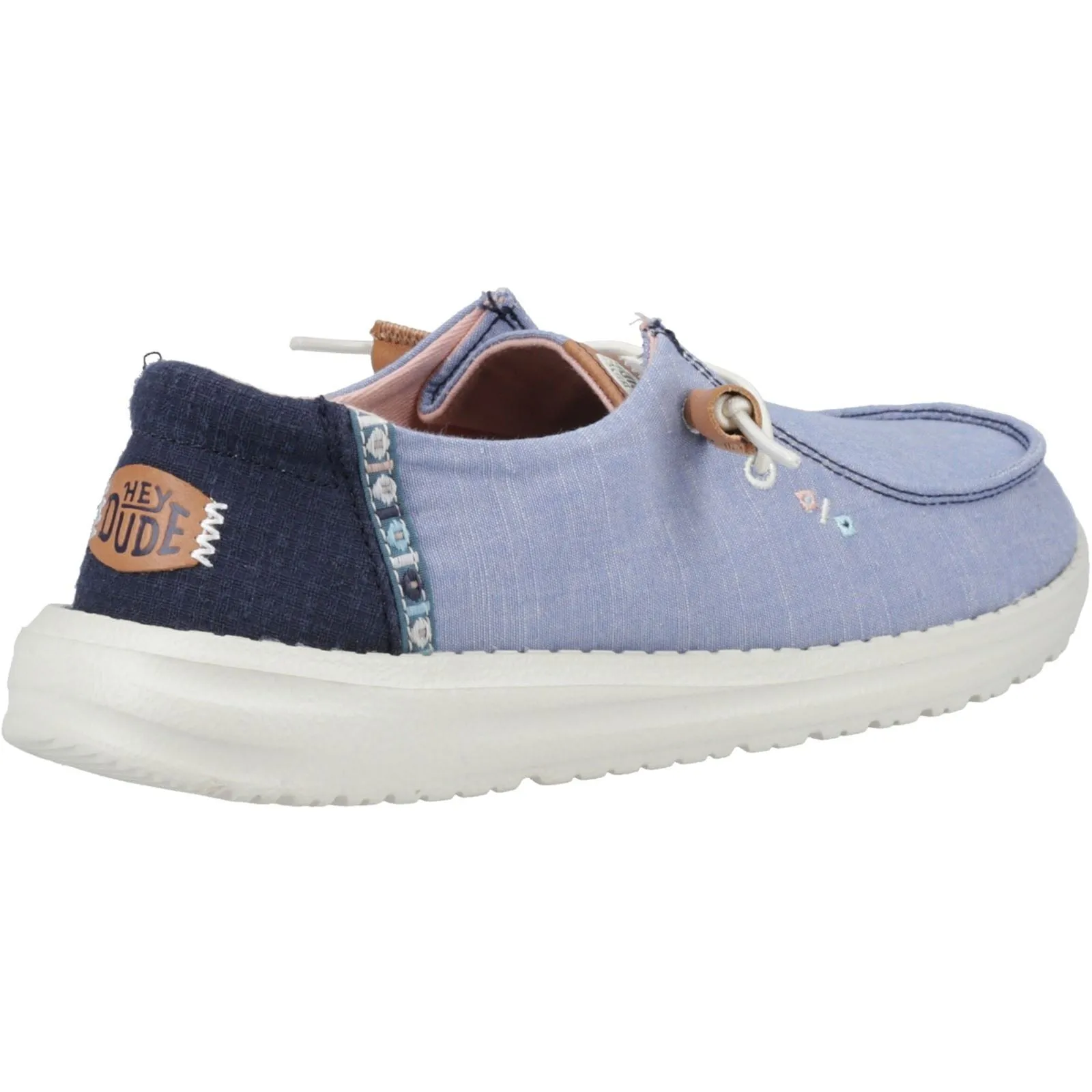 HEYDUDE Wendy Chambray Boho 100% Cotton Women's Blue Loafers