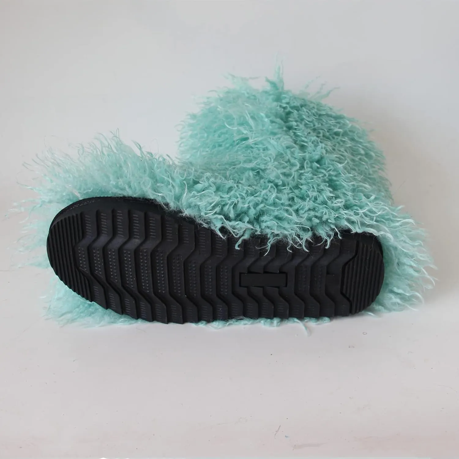 HINDOLA Womens Faux Fur Boots Plush Warm Snow Boots Fuzzy Fluffy Furry Round Toe Suede Boots Comfortable Winter Ankle Booties Anti Slip Outdoor Indoor Flat Shoes, 9, Bluish Green