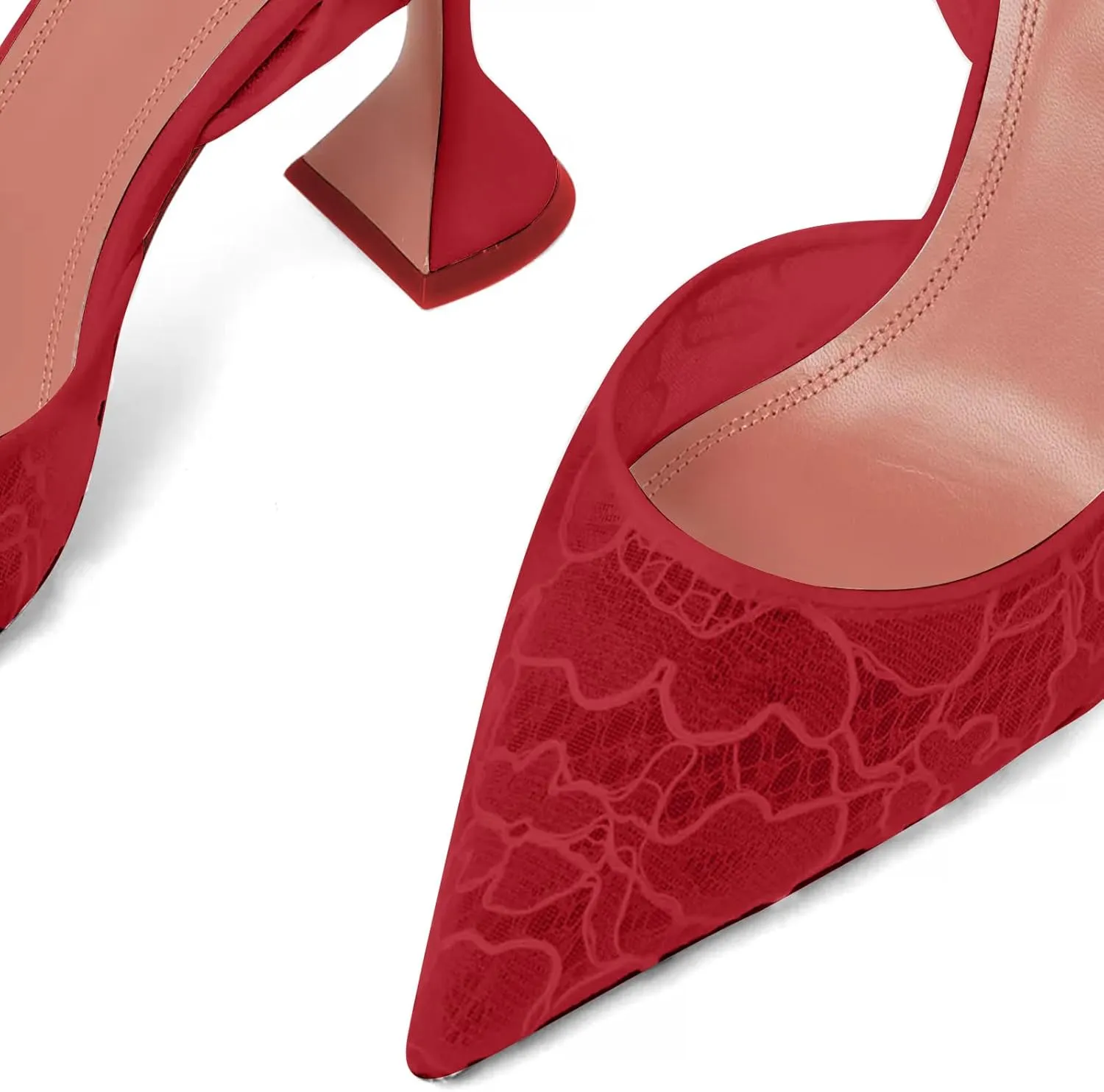 Huntarry Womens Slingback Mesh Heels with Closed Pointed Toe High Stiletto Heeled Wedding Dressy Pumps Shoes