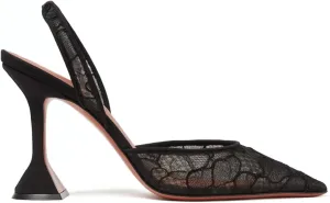 Huntarry Womens Slingback Mesh Heels with Closed Pointed Toe High Stiletto Heeled Wedding Dressy Pumps Shoes