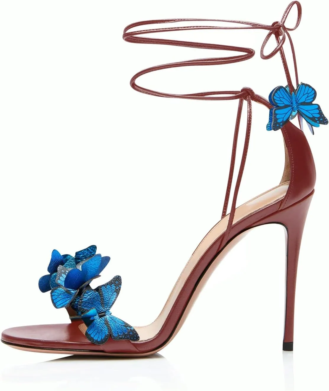 iadore Fashion Women Stiletto High Heel Shoes with Butterfly Decorations Lace up Summer Dress Sandals Size 5-12 US