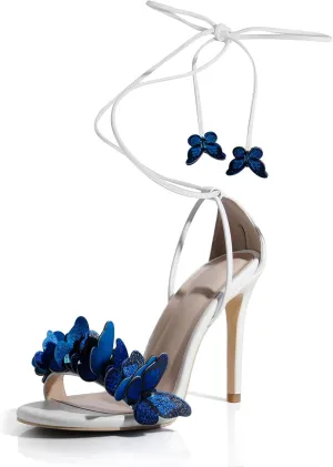 iadore Fashion Women Stiletto High Heel Shoes with Butterfly Decorations Lace up Summer Dress Sandals Size 5-12 US