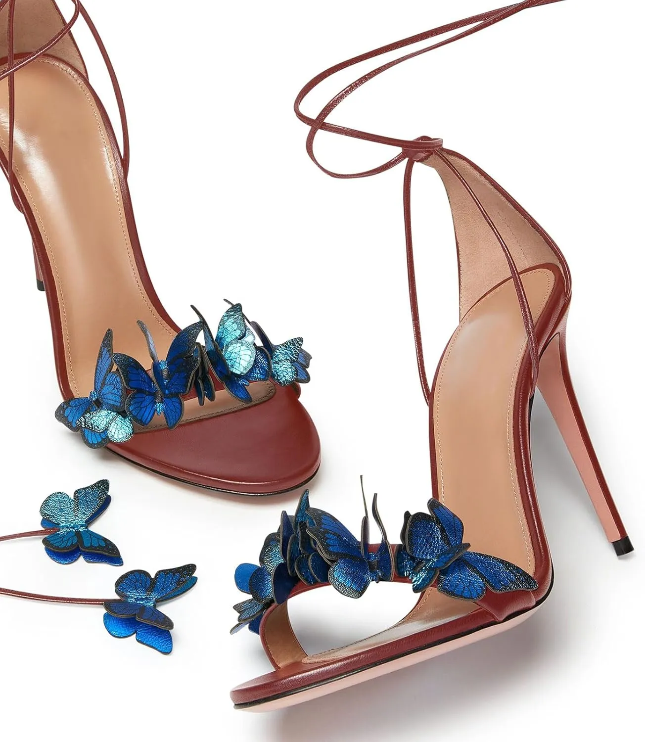 iadore Fashion Women Stiletto High Heel Shoes with Butterfly Decorations Lace up Summer Dress Sandals Size 5-12 US