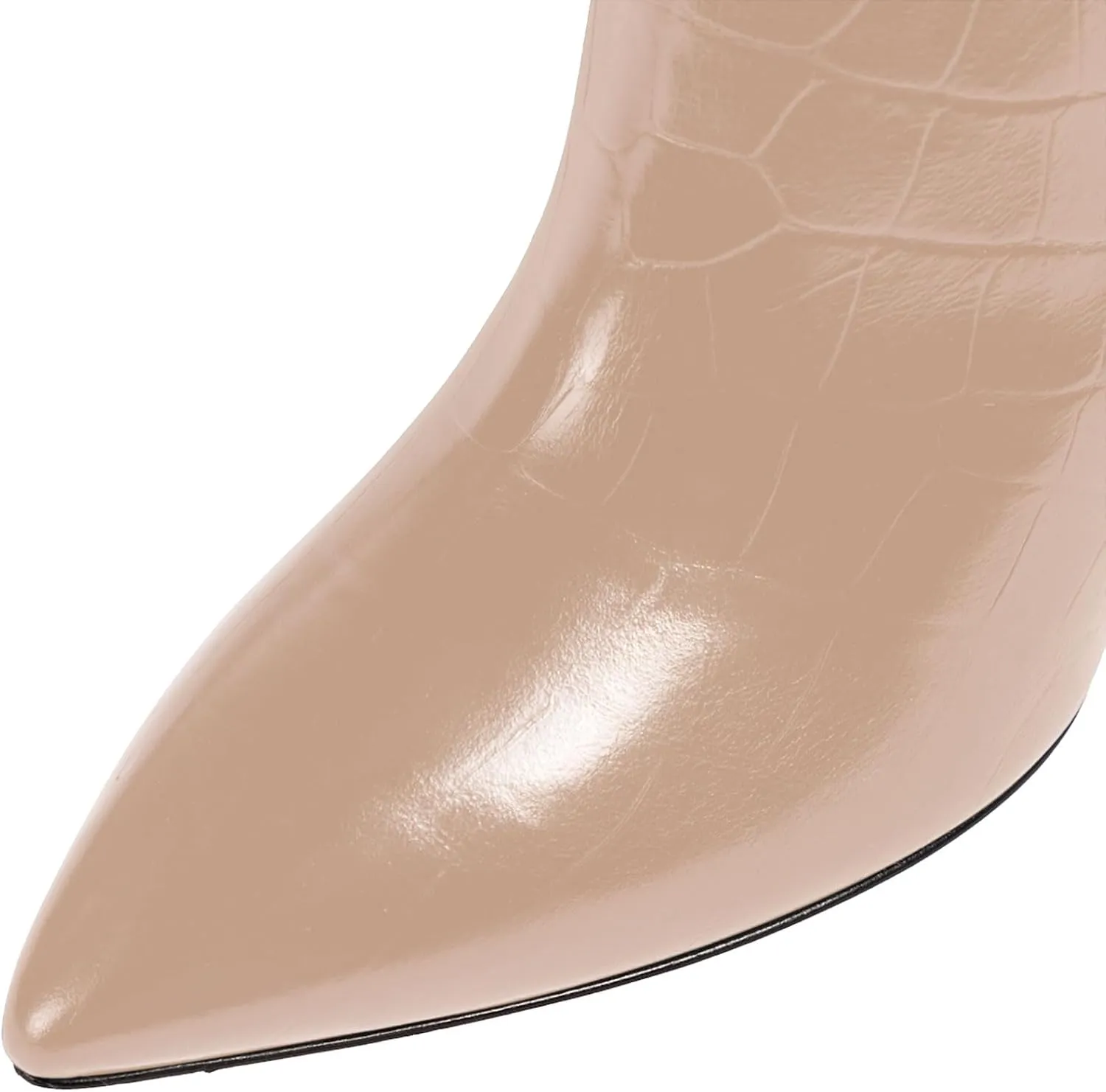 iadore Women Fashion Stiletto High Heel Boots Crocodile Pattern Sexy Pointed Toe Zipper Chic Knee High Boots
