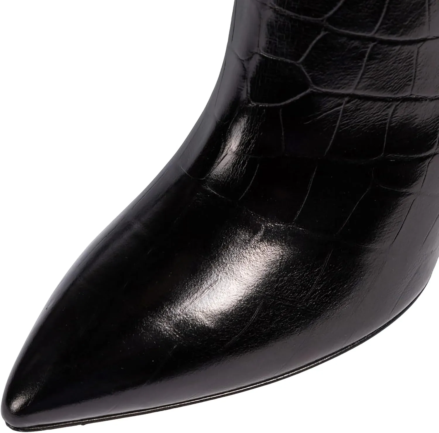 iadore Women Fashion Stiletto High Heel Boots Crocodile Pattern Sexy Pointed Toe Zipper Chic Knee High Boots