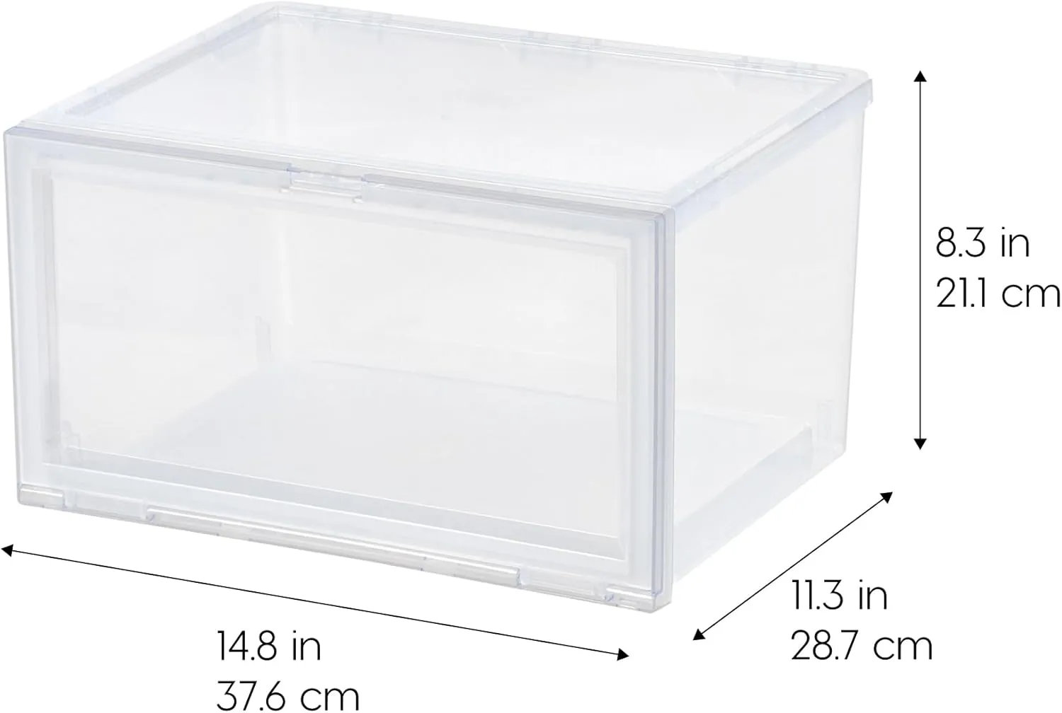 IRIS USA Stackable Shoe Display Box with Flip Up Door, 6-Pack, Sturdy Shoe Organizer Container with Side display for High-Top Sneakers, Closet Under Bed and Entryway Storage, Clear