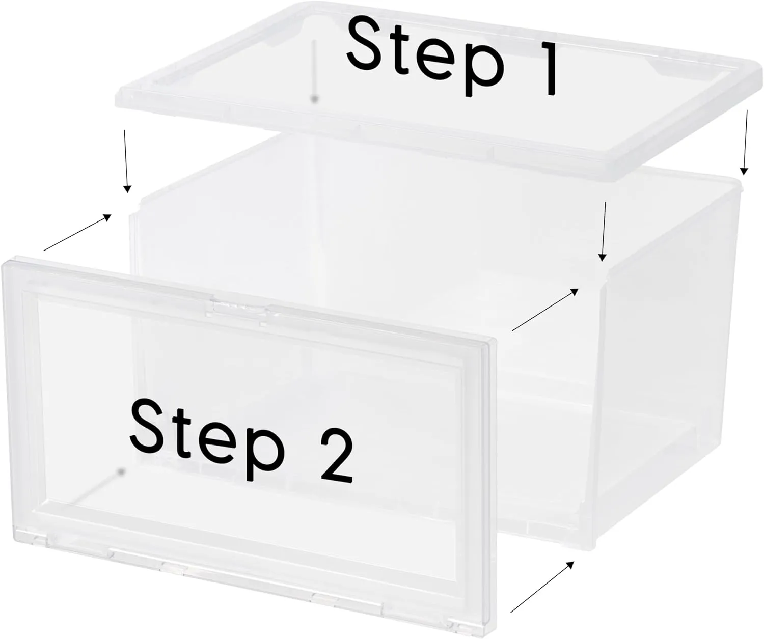 IRIS USA Stackable Shoe Display Box with Flip Up Door, 6-Pack, Sturdy Shoe Organizer Container with Side display for High-Top Sneakers, Closet Under Bed and Entryway Storage, Clear