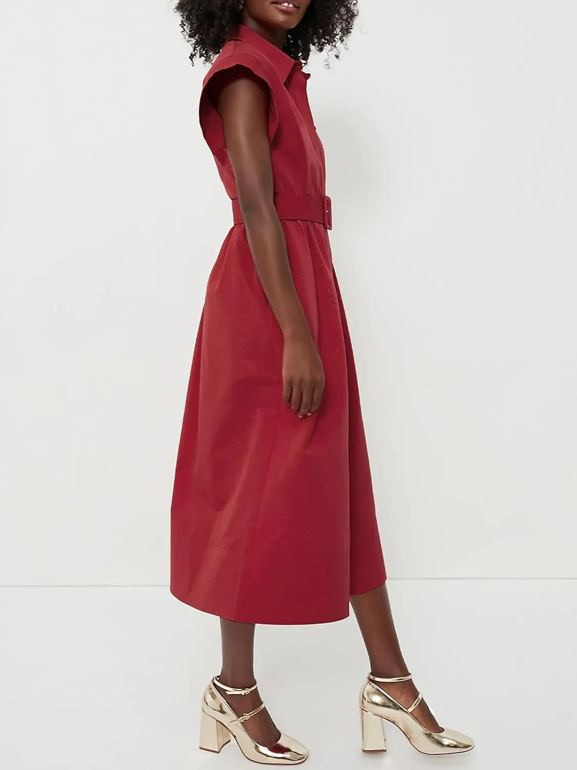Jenkoon Women's Turn Down Collar Shirt Dress with Belt Short Sleeve Shell Trench Coat Formal Dresses