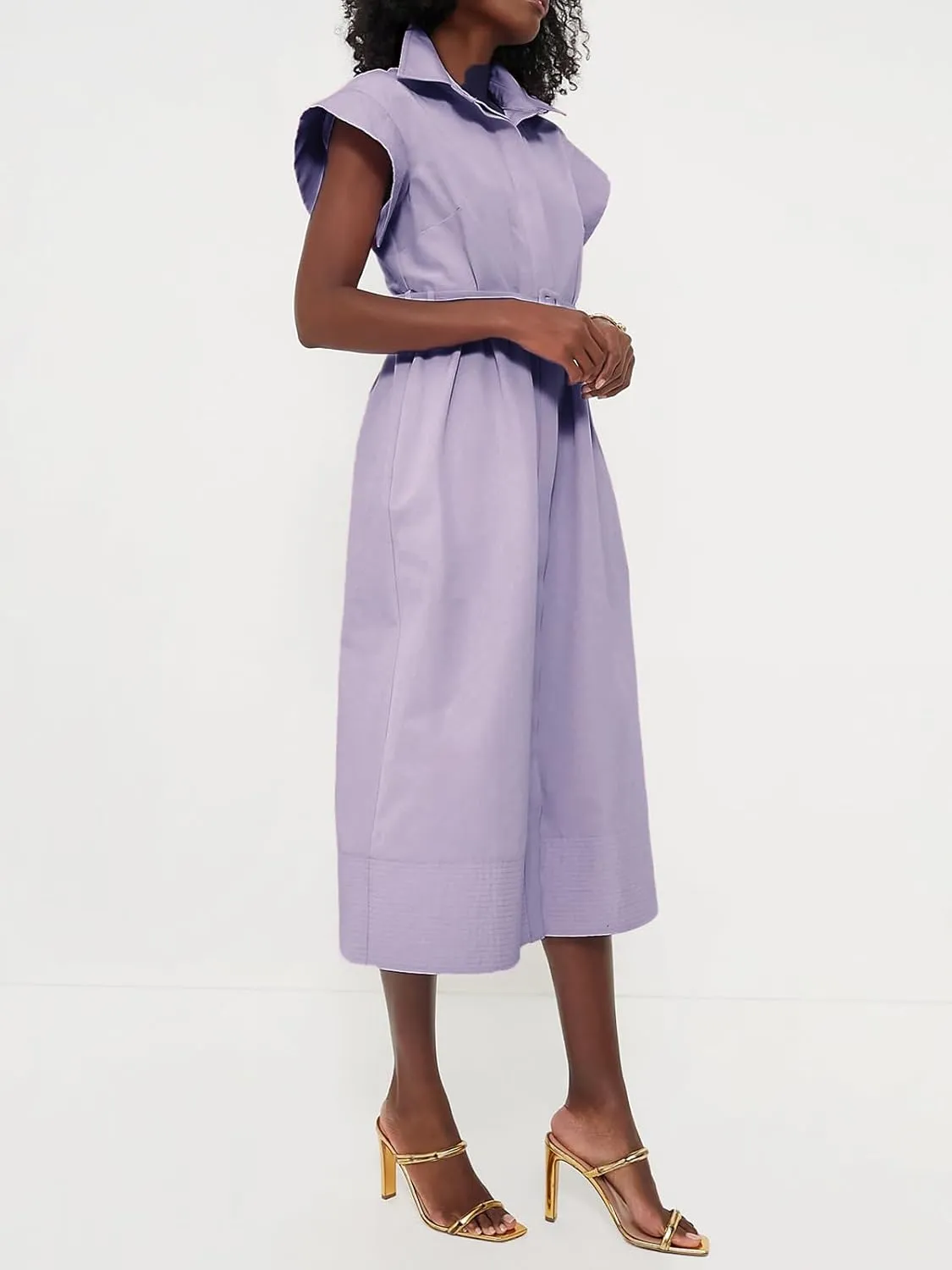 Jenkoon Women's Turn Down Collar Shirt Dress with Belt Short Sleeve Shell Trench Coat Formal Dresses