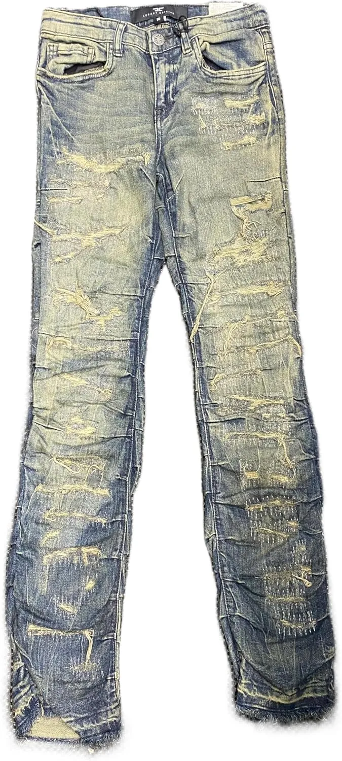 Kids Canyon Blue Stacked Jeans (JTF1157B)