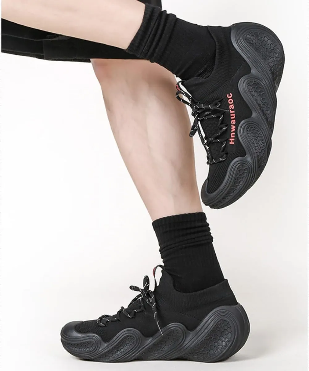 Knit Sneakers for Men Platfrom Thick-Soled Shoes Breathable Mesh Supportive Cushioning for Outdoor Workouts Urban Adventures